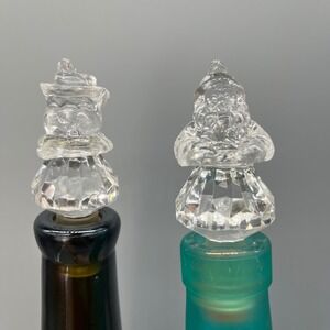 Vintage Christmas‎ Wine Bottle Stoppers - Santa & Snowman Decorative Barware Set